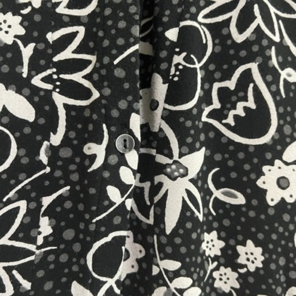 J.Jill Jersey Knit Shirtdress Black/White/Grey Floral